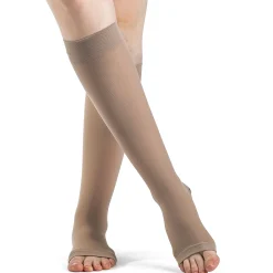 Dynaven Opaque Knee High 20-30 mmHg, Open Toe w/ Silicone Top