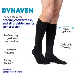 Dynaven Opaque Ribbed Men's Knee High 20-30 mmHg w/ Silicone Top