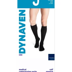 Dynaven Opaque Ribbed Men's Knee High 20-30 mmHg w/ Silicone Top