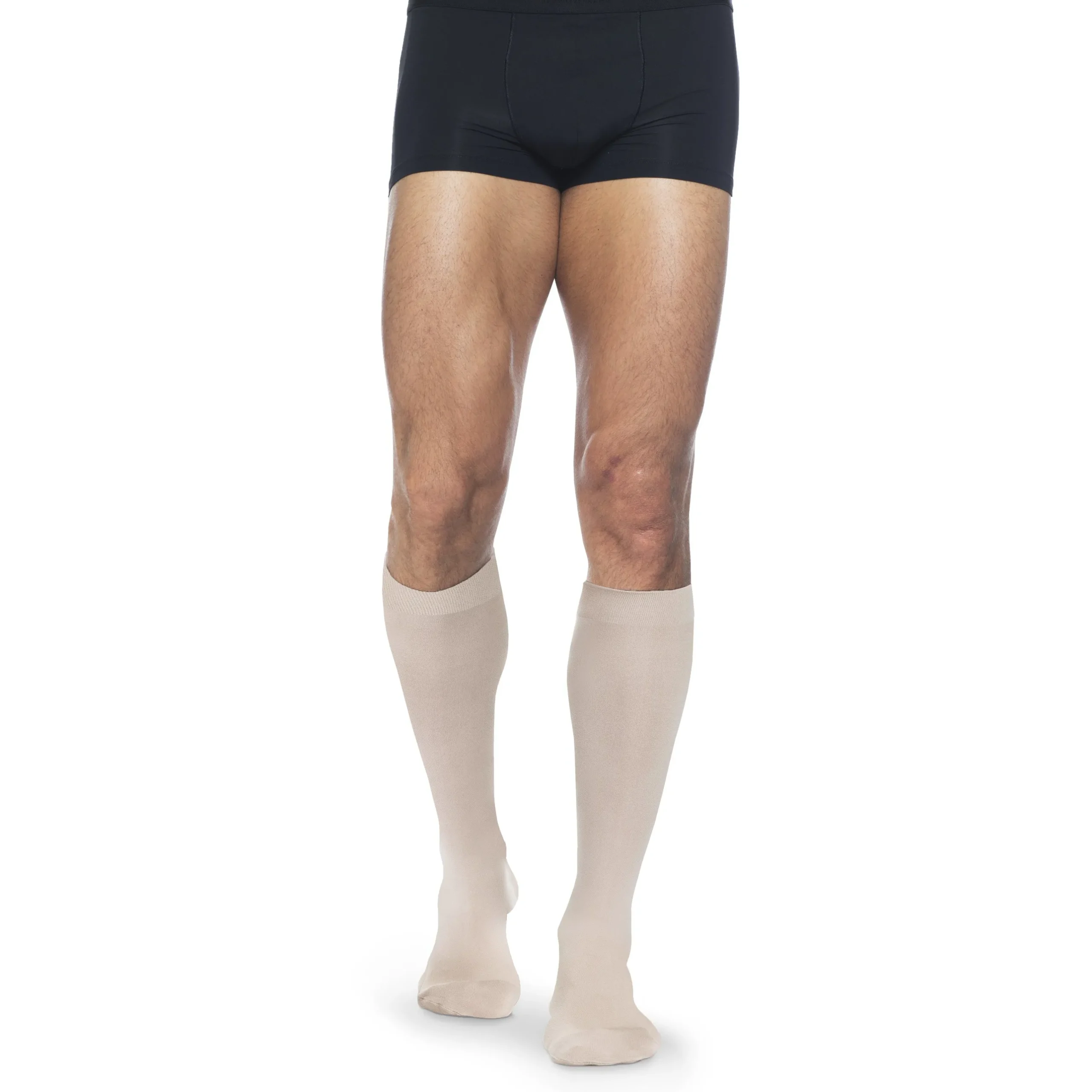 Dynaven Opaque Ribbed Men's Knee High 15-20 mmHg w/ Silicone Top