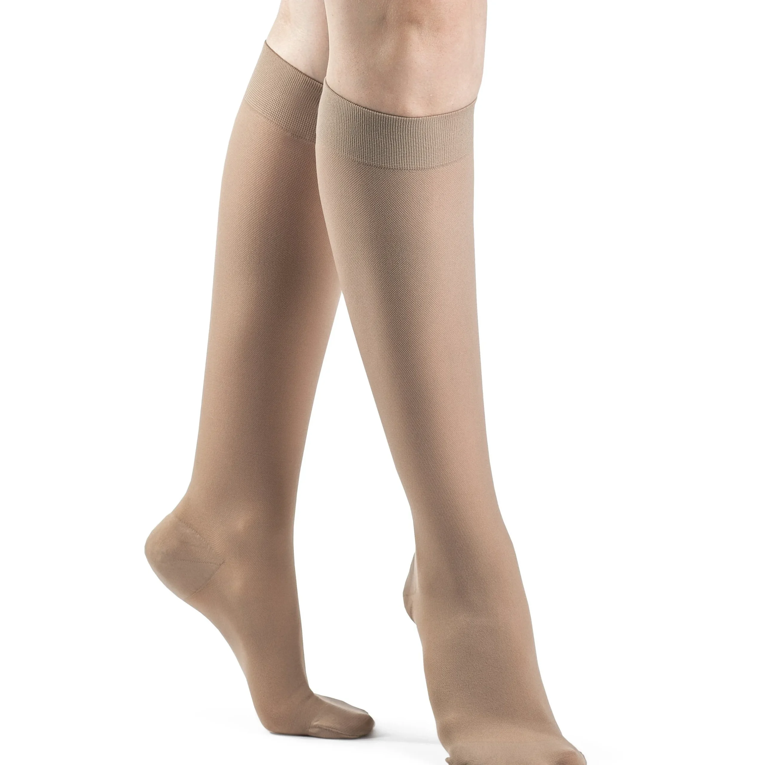 Dynaven Opaque Women's Knee High 15-20 mmHg w/ Silicone Top