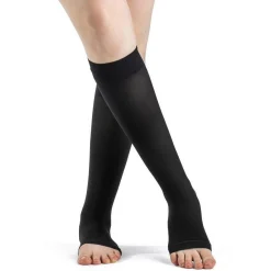 Dynaven Opaque Women's Knee High 30-40 mmHg, Open Toe w/ Silicone Top