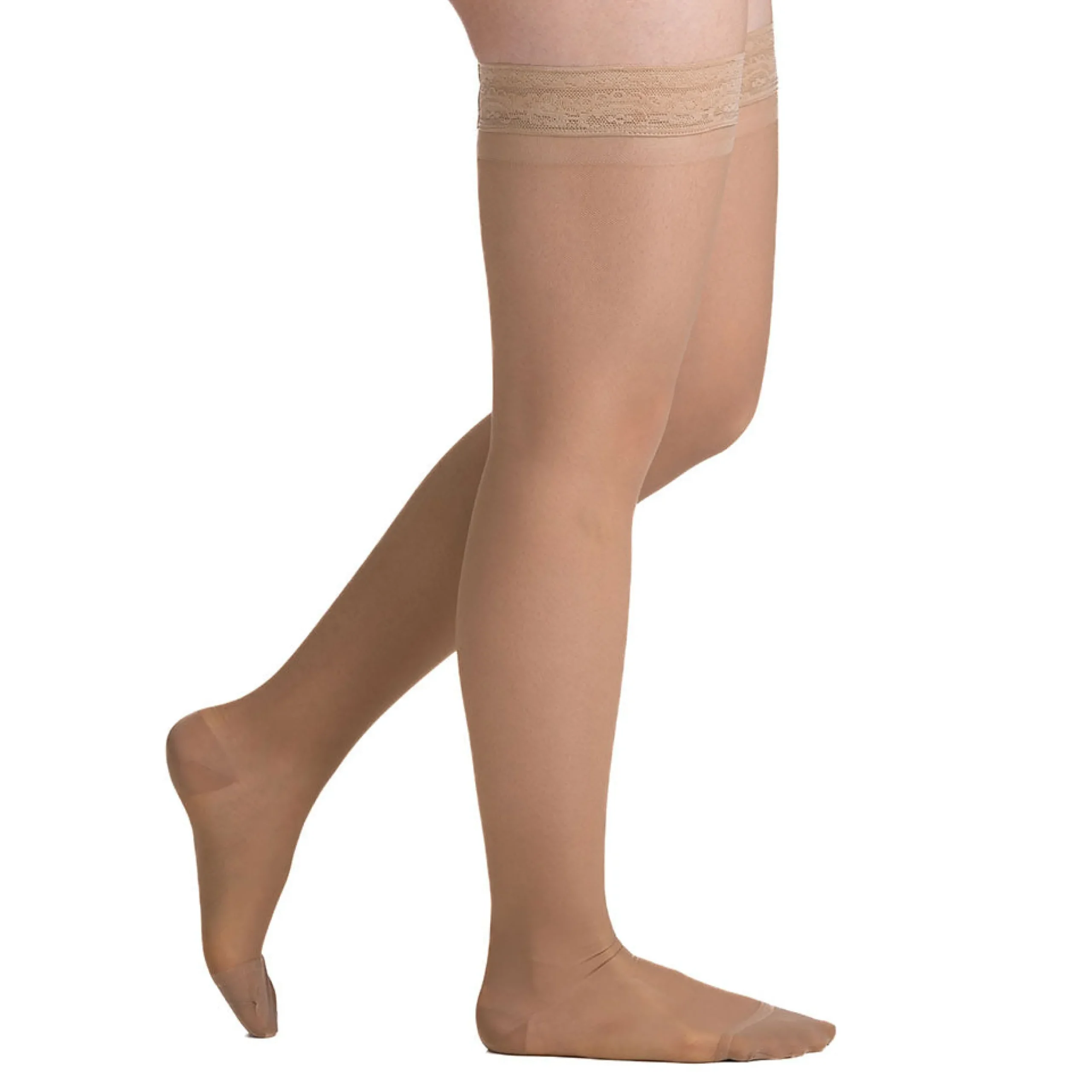 EvoNation Everyday Sheer 20-30 mmHg Thigh High w/ Lace Top Band