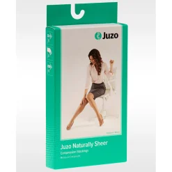 Juzo Naturally Sheer Thigh High 30-40 mmhg w/ Silicone Band, Open Toe