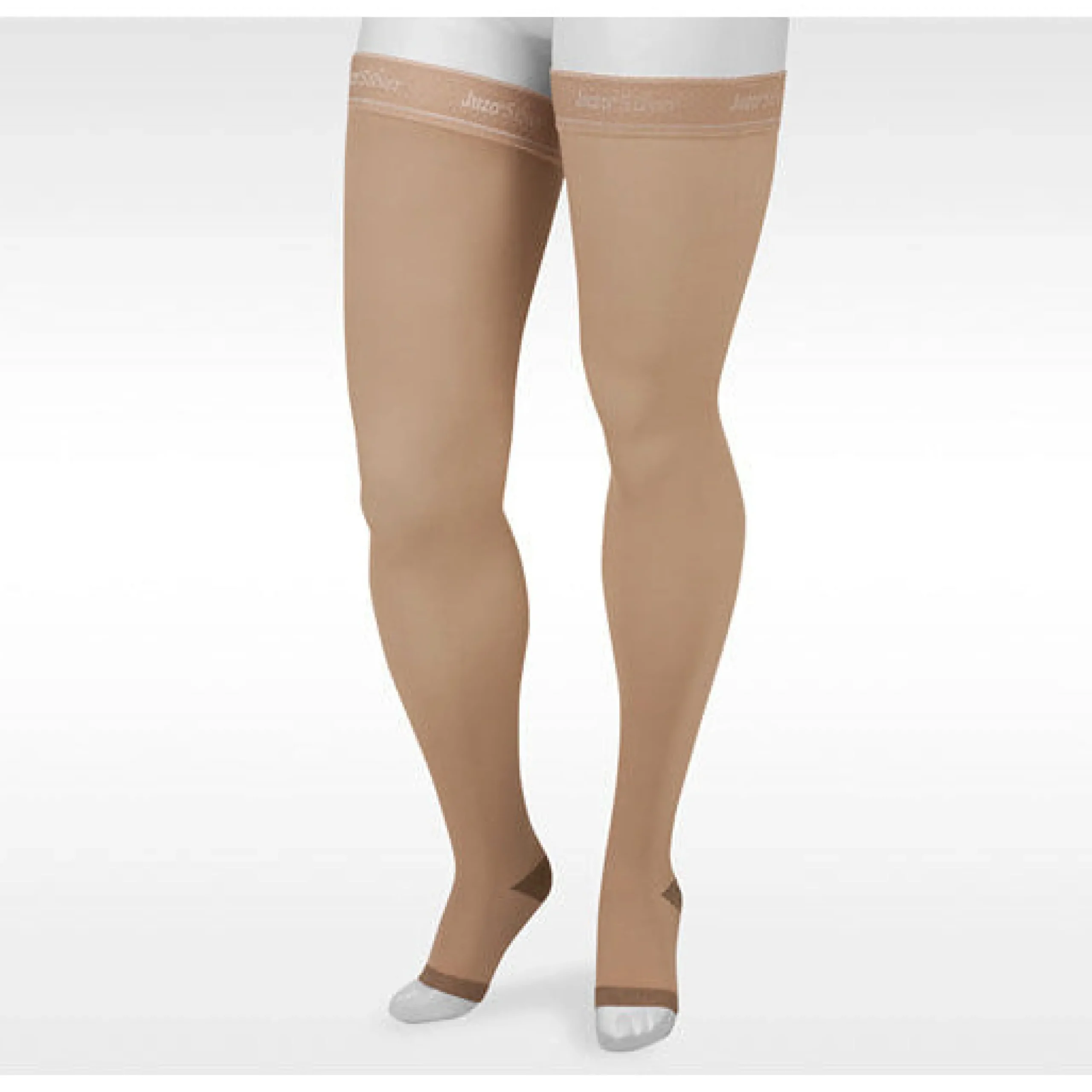 Juzo Soft Silver Thigh High 20-30 mmHg w/ Silicone Band, Open Toe