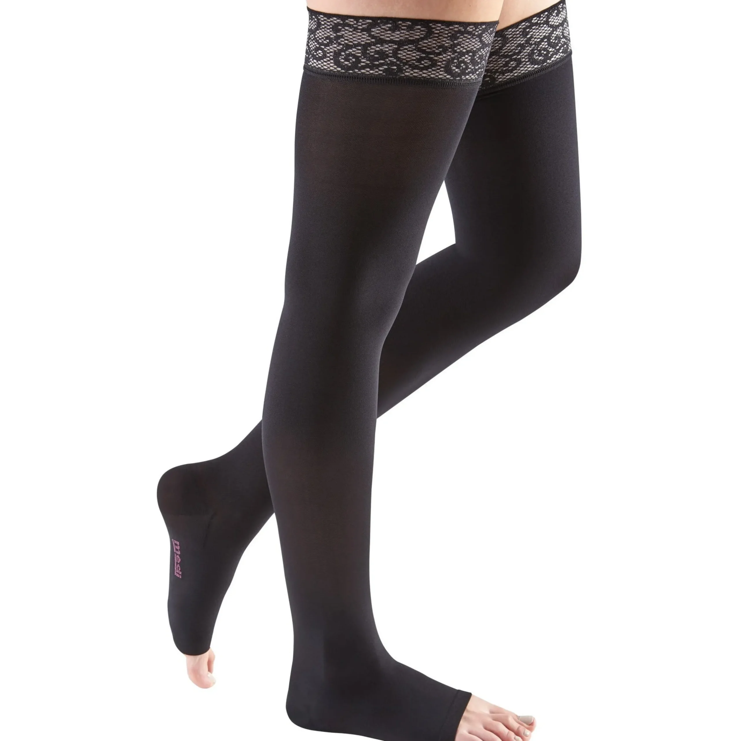 Mediven Comfort Thigh High 15-20 mmHg, Open Toe w/ Lace Silicone Top Band