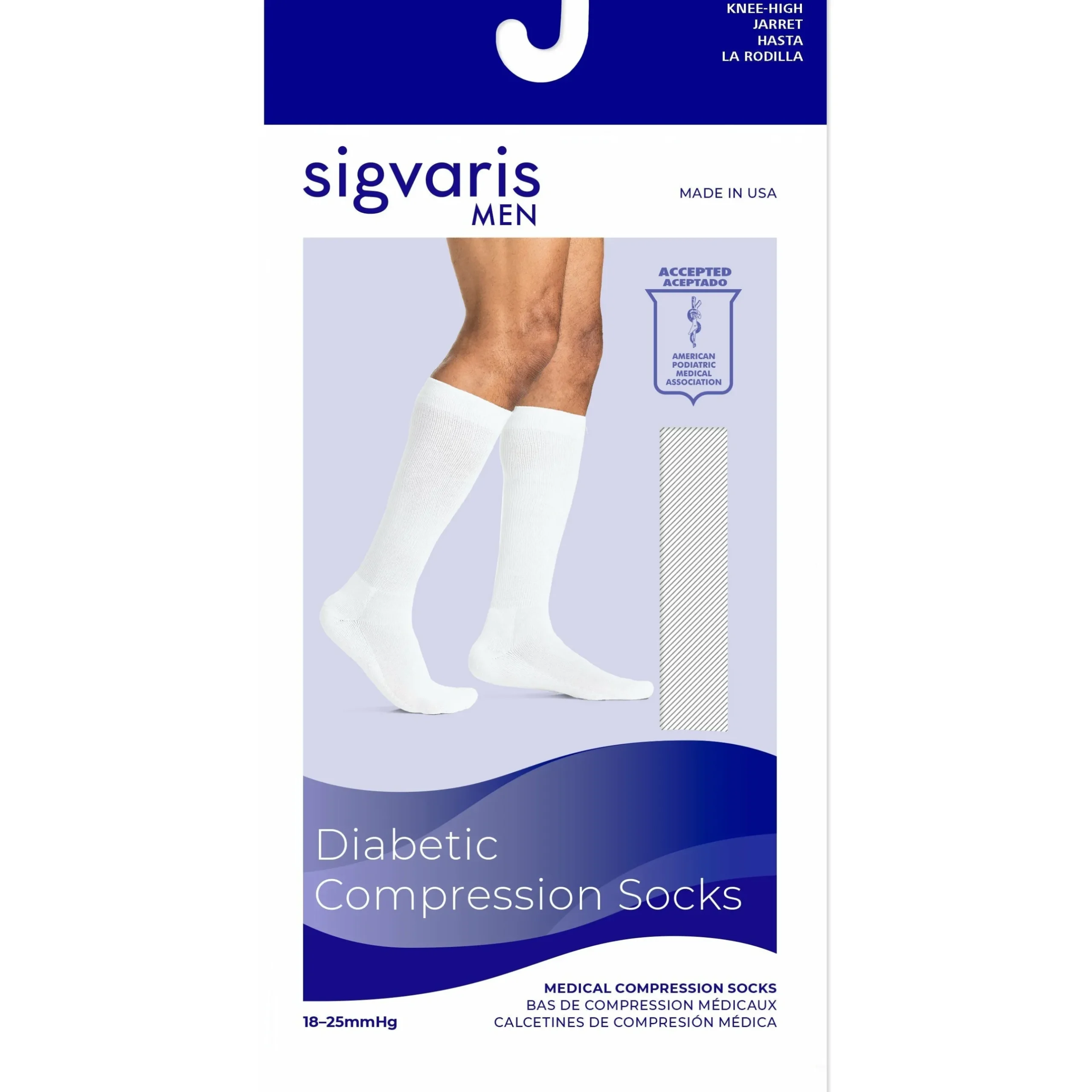 Sigvaris Diabetic Compression Socks Men's Knee High 18-25 mmHg