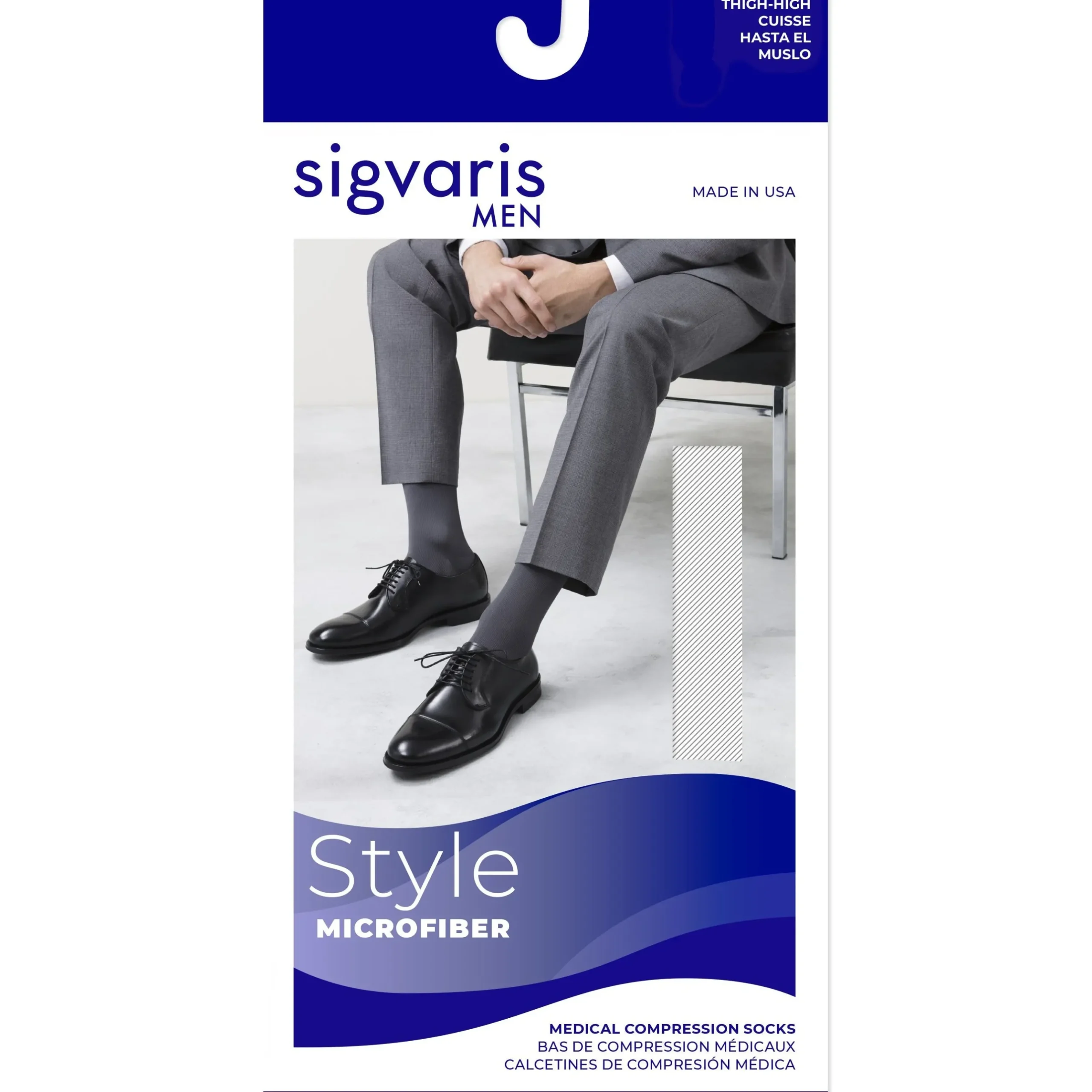Sigvaris Microfiber Men's Thigh High 30-40 mmHg