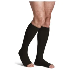 Sigvaris Opaque Knee High 20-30 mmHg, Open Toe w/ Silicone Band Grip-Top