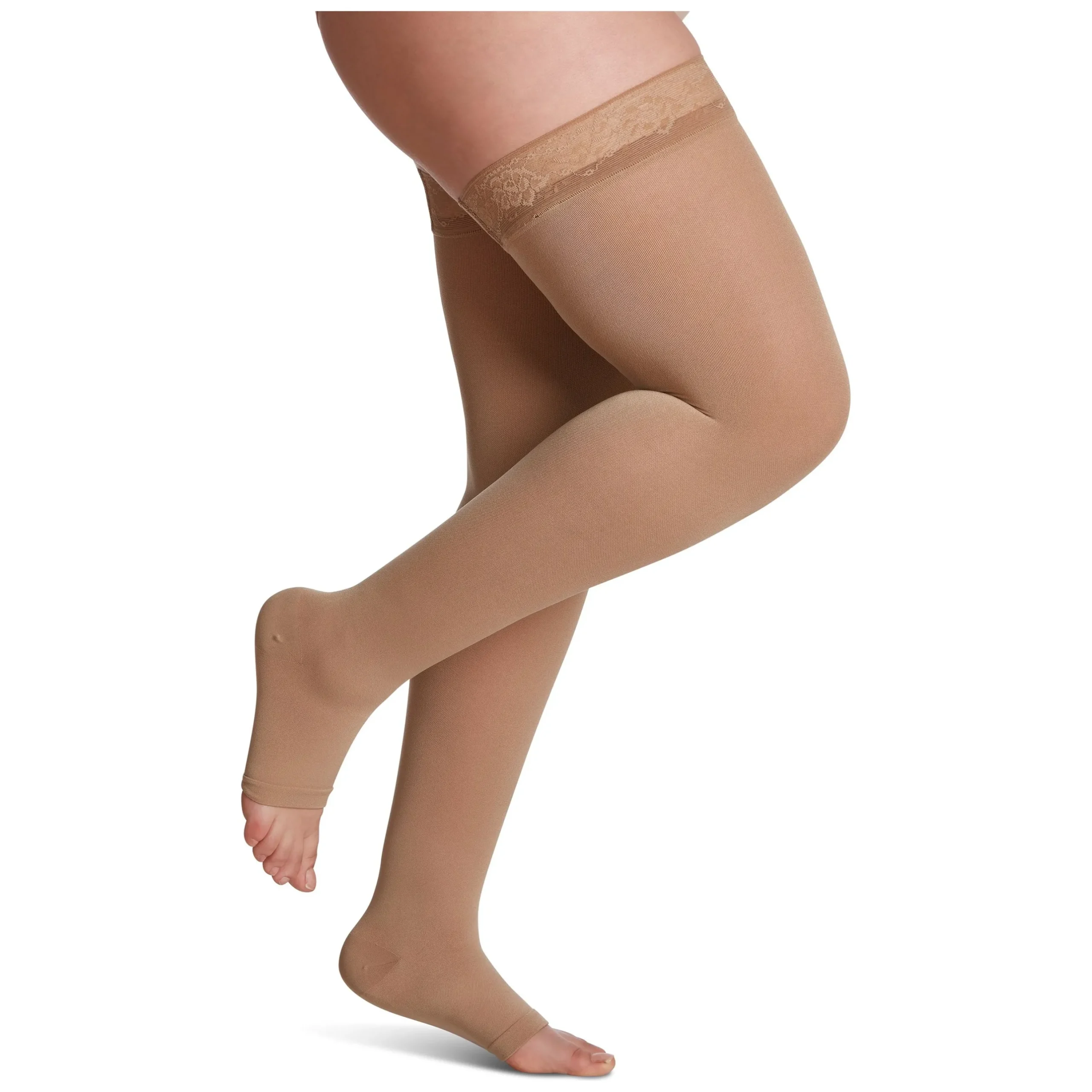Sigvaris Soft Opaque Women's Thigh High 15-20 mmHg, Open Toe