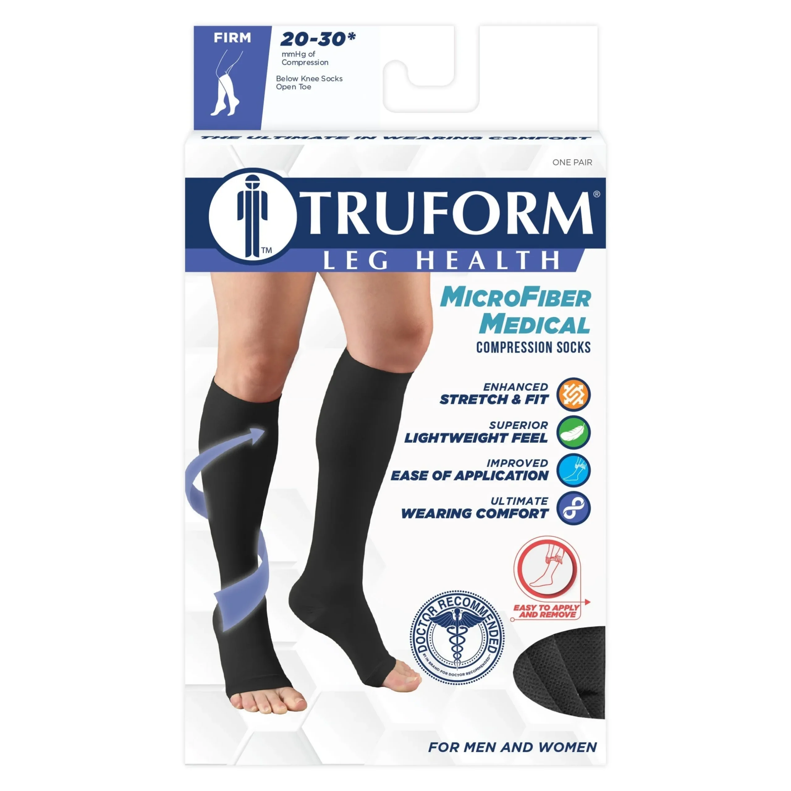 TRUFORM® MicroFiber Medical Knee High 20-30 mmHg, Open Toe