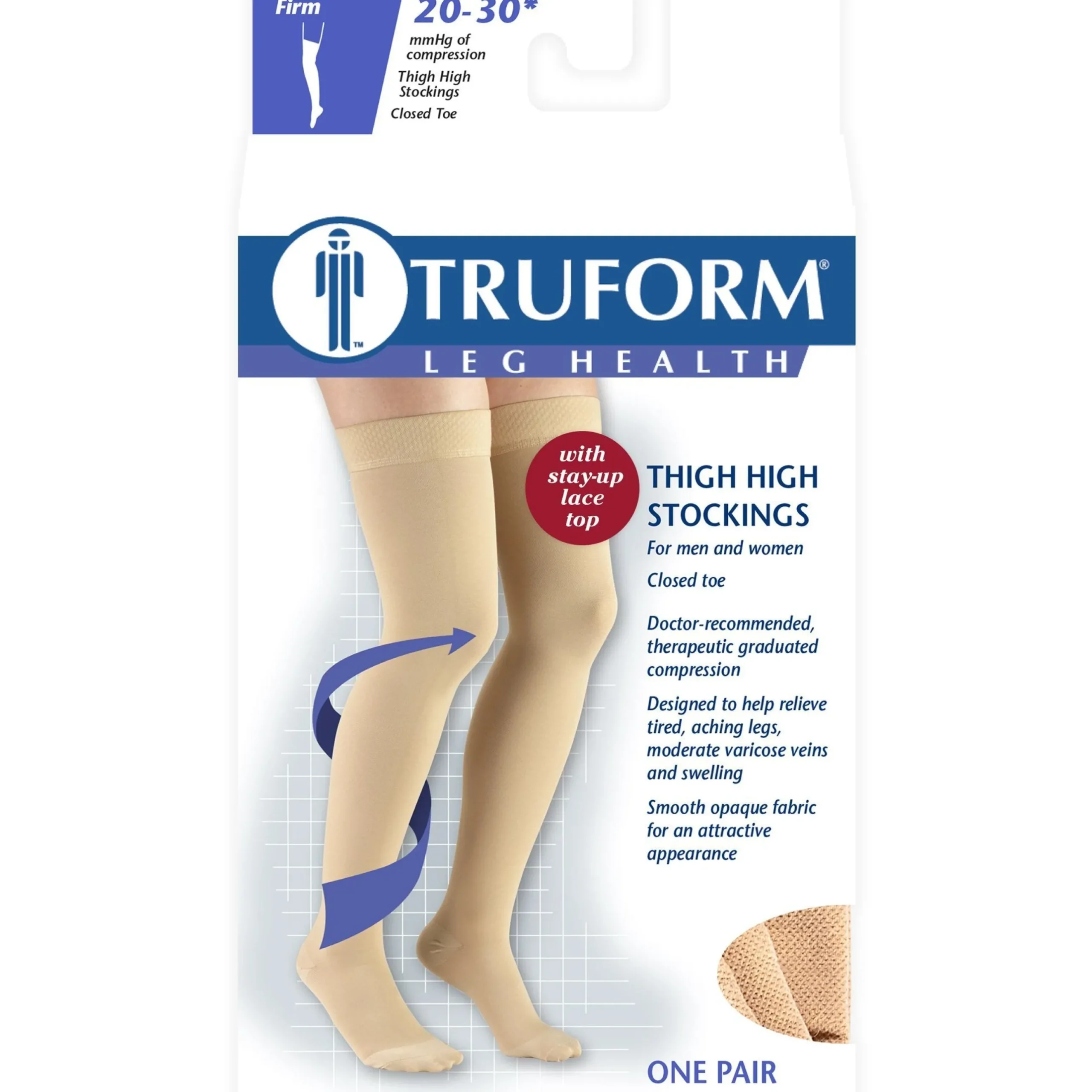 TRUFORM® Thigh High 20-30 mmHg w/ Silicone Lace Top
