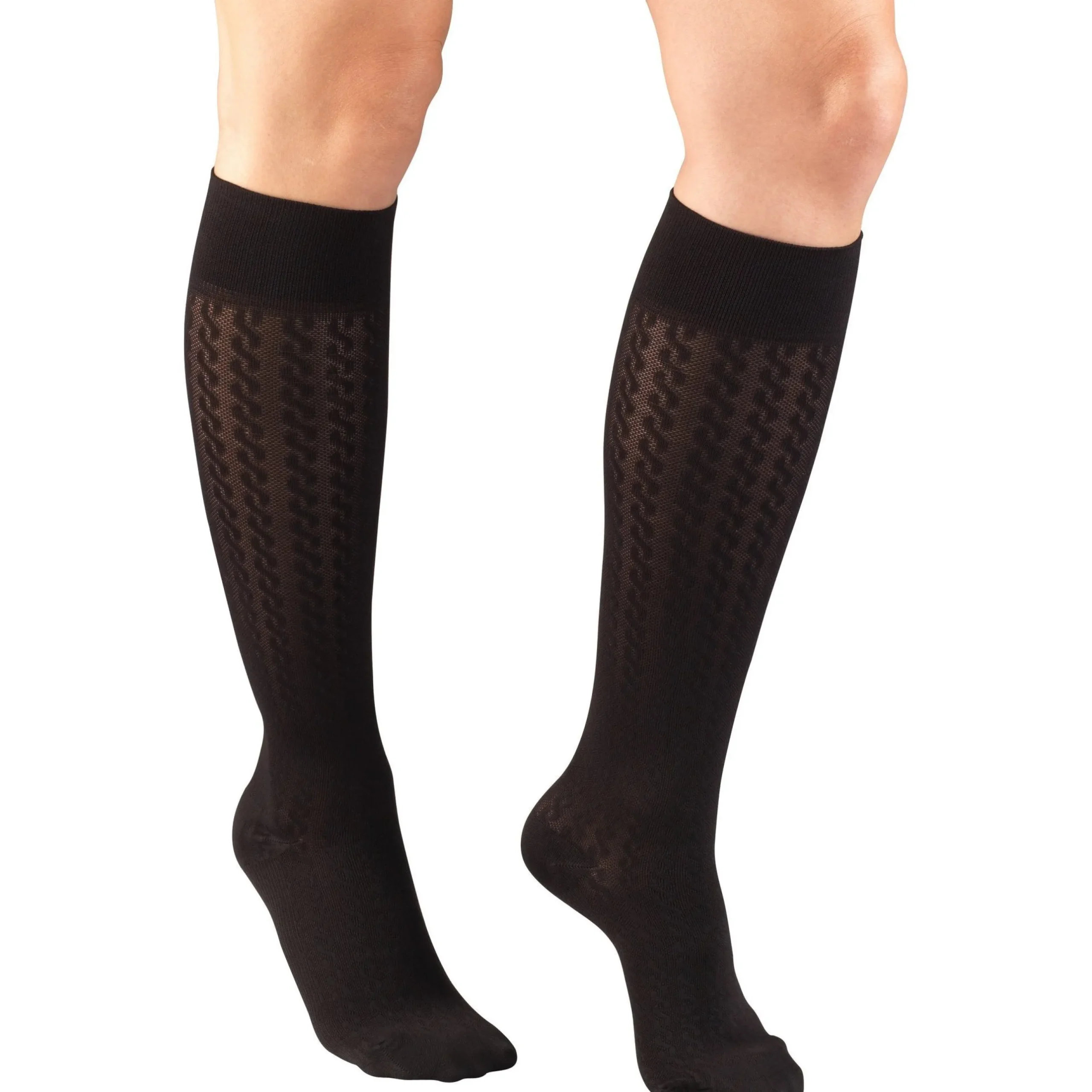 TRUFORM® Women's Trouser Knee High 15-20 mmHg, Cable Pattern